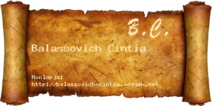 Balassovich Cintia névjegykártya